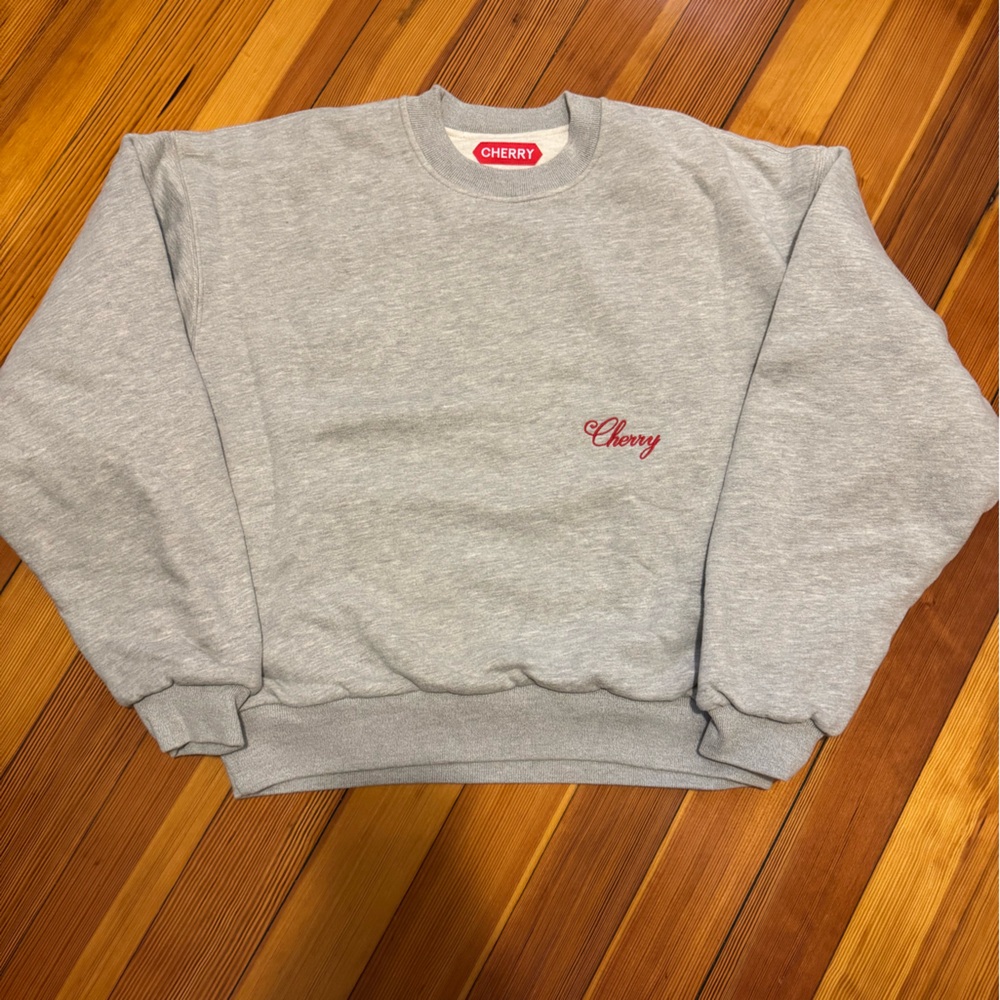 Cherry LA Reversible Grey Sweatshirt with Red Embroidery